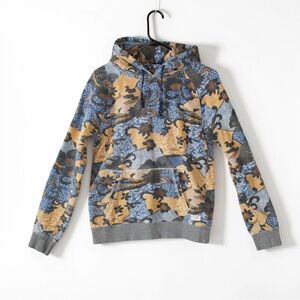 Scotch & Soda Pullover Hoodie Sweatshirt Mens Small Blue Gray Phoenix Art AOP